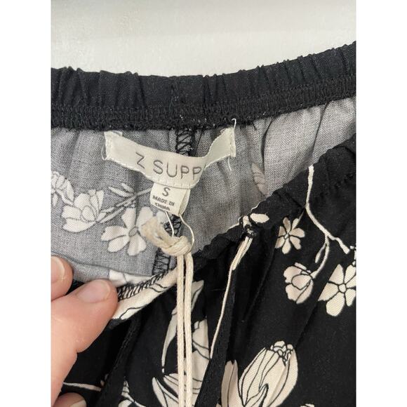NEW Z Supply Lightweight Women’s Black Floral Wide Leg Palazzo Pants Size Small - Picture 6 of 7